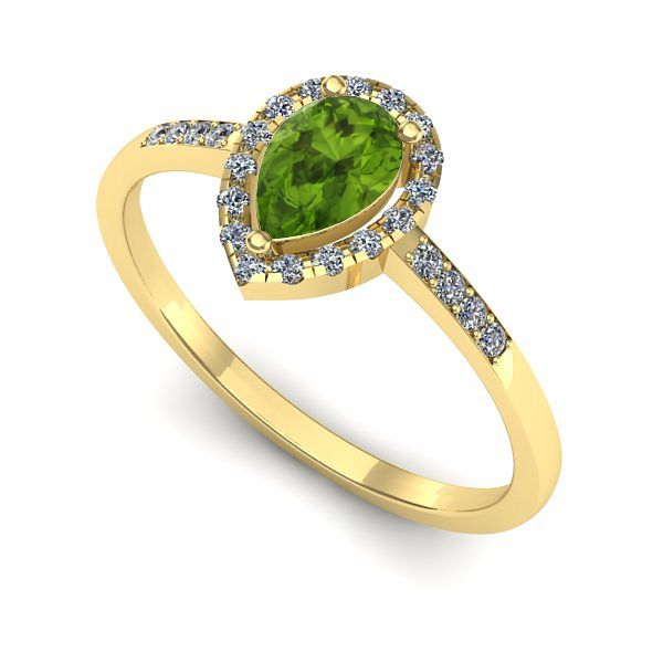 Inel logodna din aur galben cu peridot