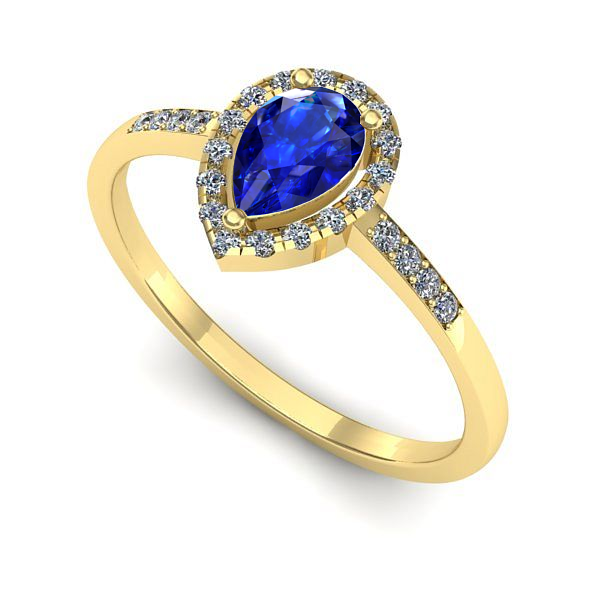 Inel logodna din aur galben cu safir