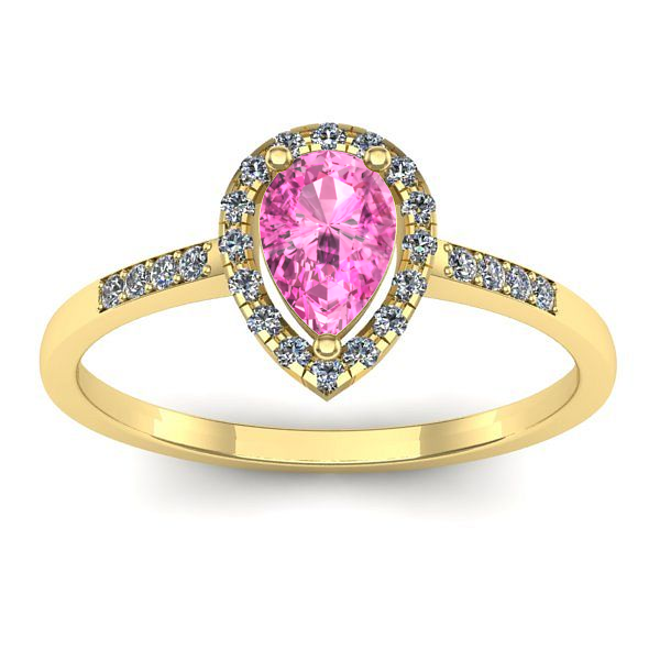 Inel de logodna cu safir roz lacrima