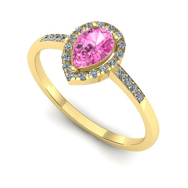 Inel logodna din aur galben cu safir roz