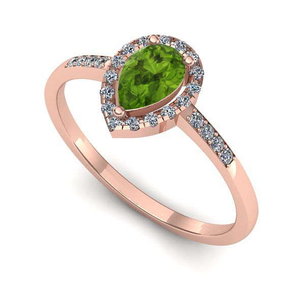 Inel din aur roz cu peridot