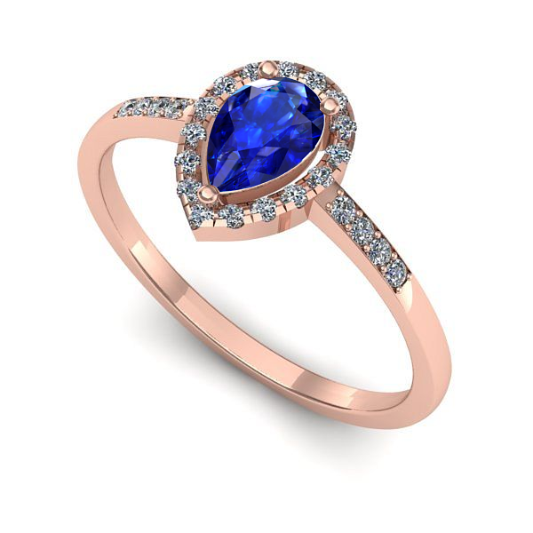 Inel logodna din aur roz cu safir
