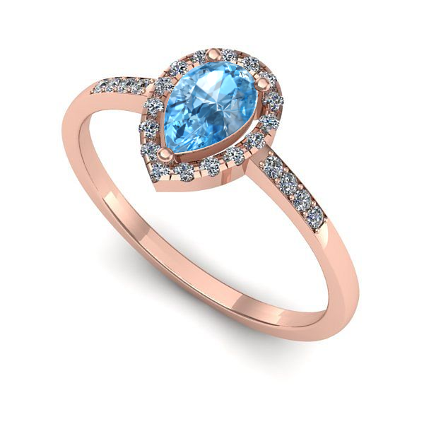 Inel din aur roz cu topaz blue