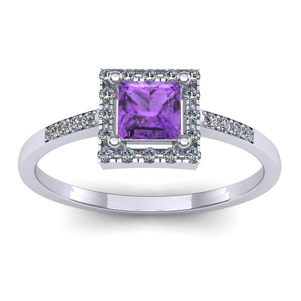 Inel logodna cu ametist patrat
