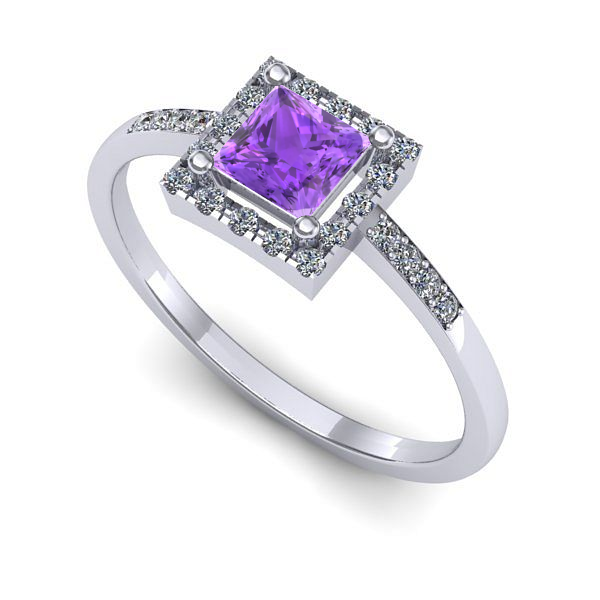 Inel de logodna din aur alb cu ametist