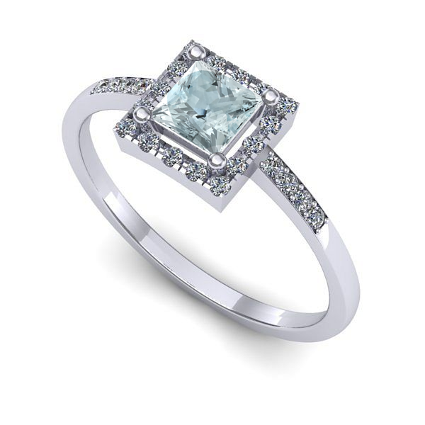 Inel din aur alb cu aquamarin