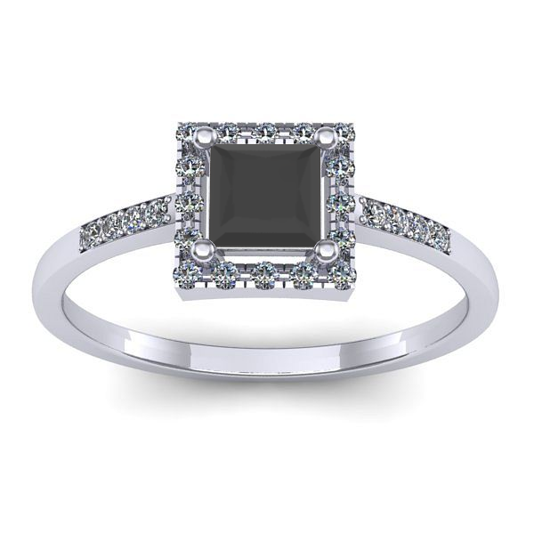 Inel logodna cu diamant negru patrat
