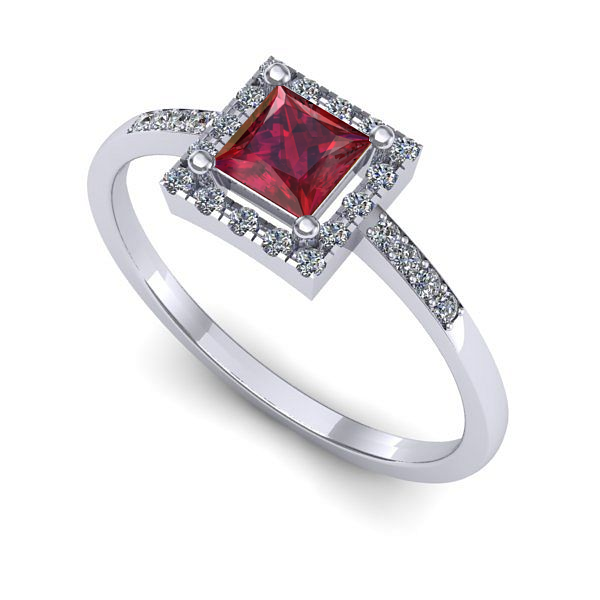 Inel de logodna din aur alb cu rubin