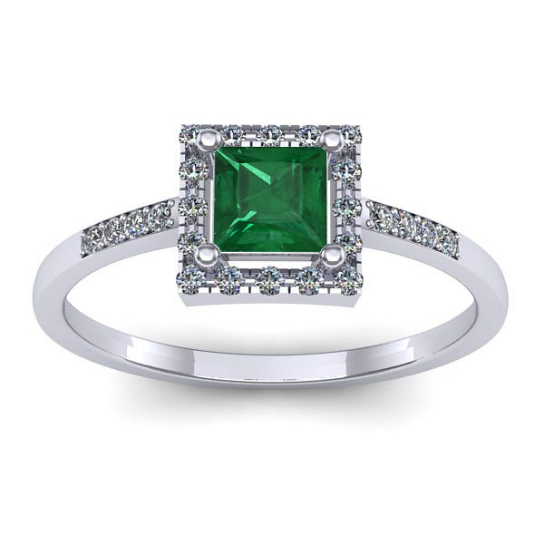 Inel cu smarald patrat