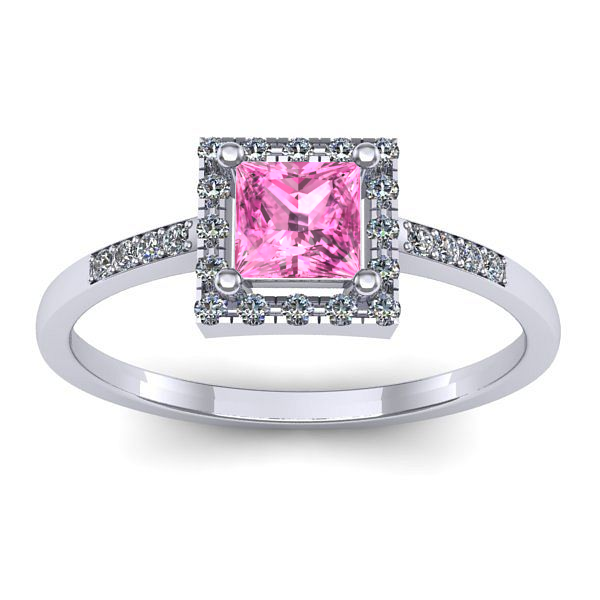 Inel cu safir roz patrat