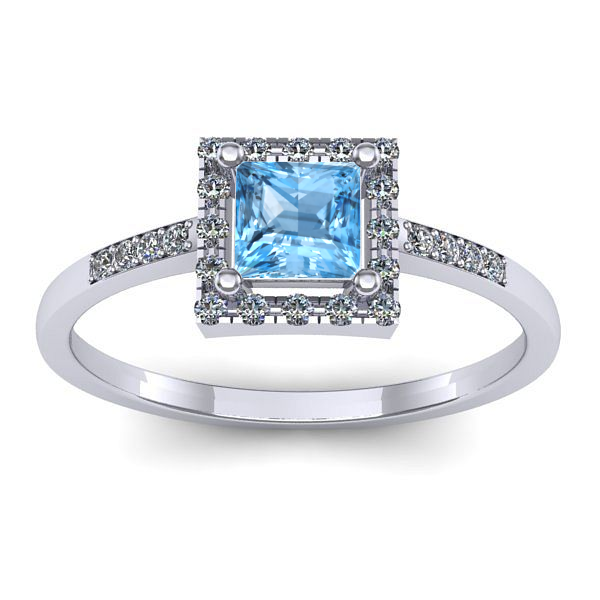 Inel logodna cu topaz blue patrat
