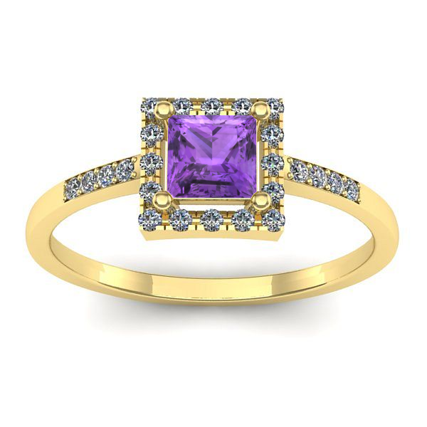 Inel logodna cu ametist patrat