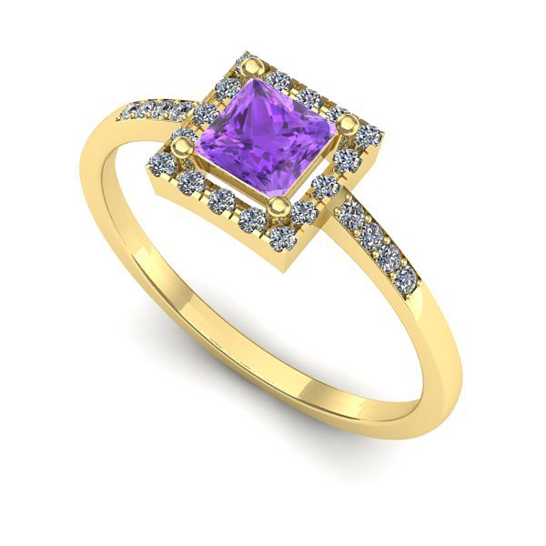 Inel din aur galben cu ametist