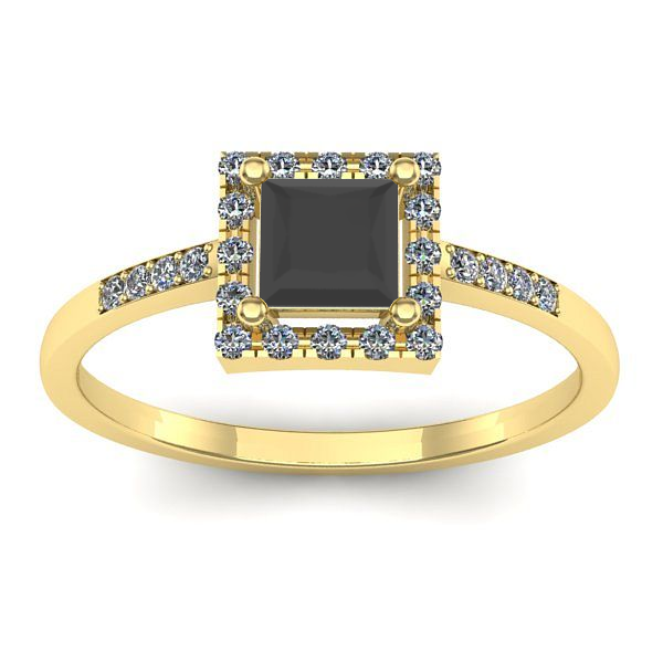 Inel cu diamant negru patrat