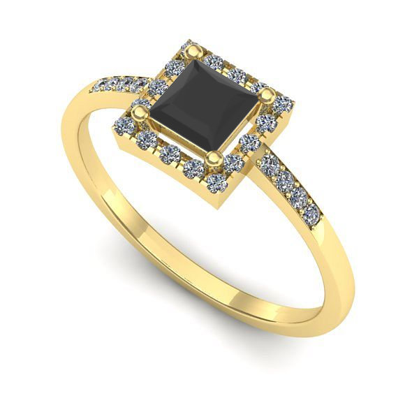 Inel din aur galben cu diamant negru