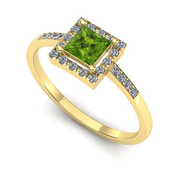 Inel de logodna din aur galben cu peridot