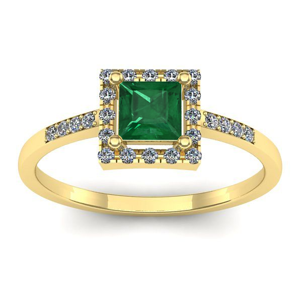 Inel logodna cu smarald patrat