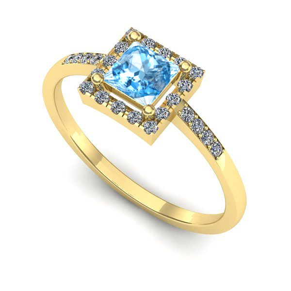 Inel din aur galben cu topaz blue