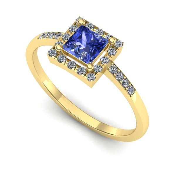 Inel logodna din aur galben cu tanzanit