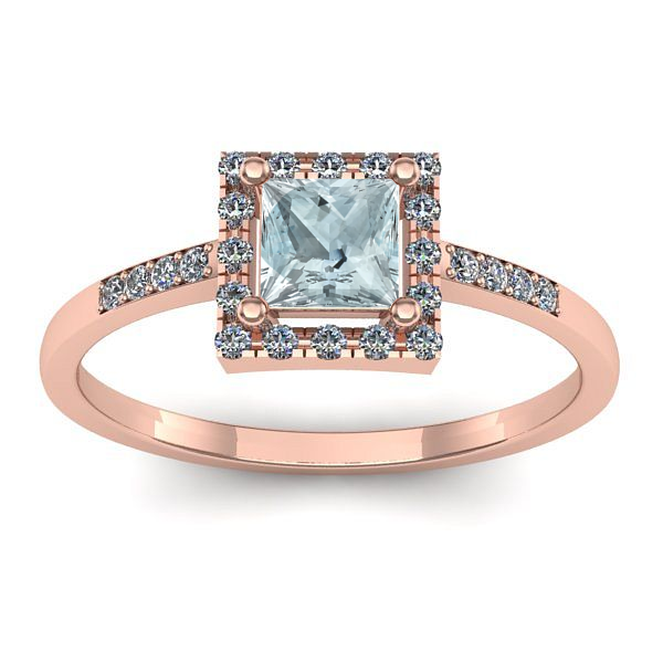 Inel logodna cu aquamarin patrat