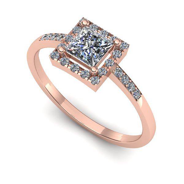 Inel din aur roz cu diamant