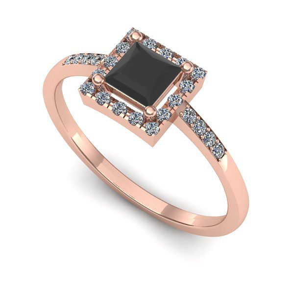 Inel din aur roz cu diamant negru