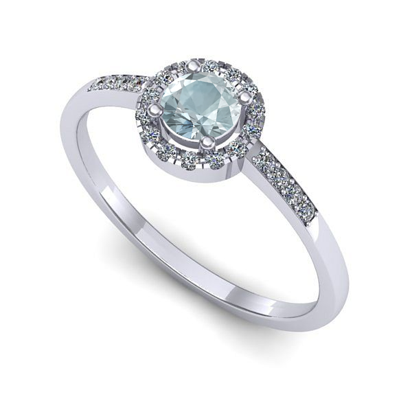 Inel din aur alb cu aquamarin