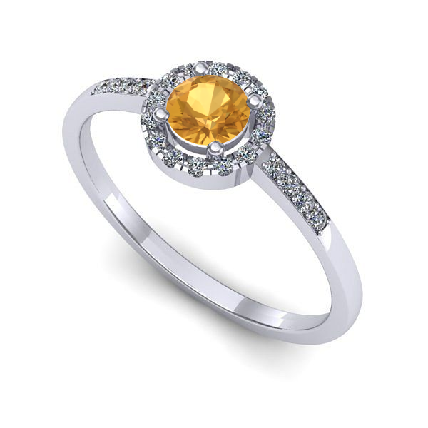 Inel din aur alb cu citrin