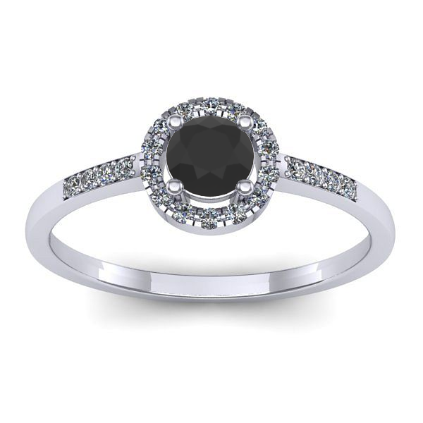 Inel logodna cu diamant negru rotund