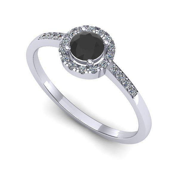 Inel logodna din aur alb cu diamant negru