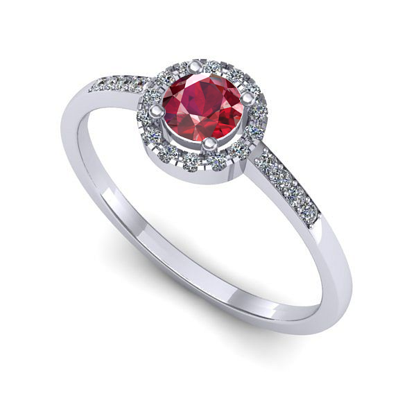 Inel din aur alb cu rubin