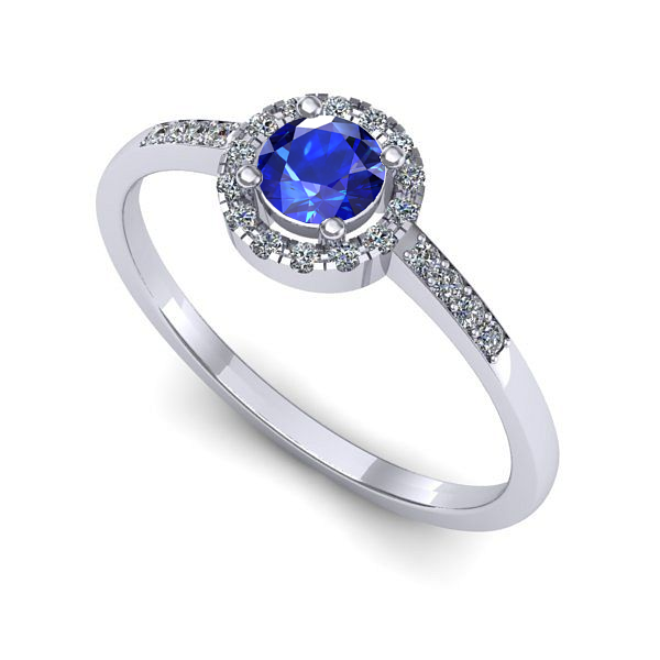 Inel din aur alb cu safir