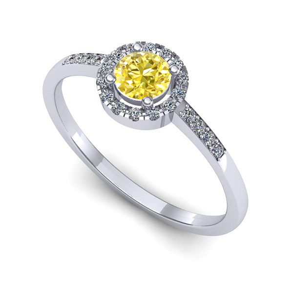 Inel de logodna din aur alb cu safir galben