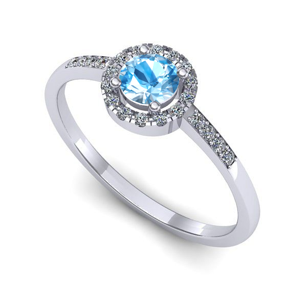 Inel logodna din aur alb cu topaz blue