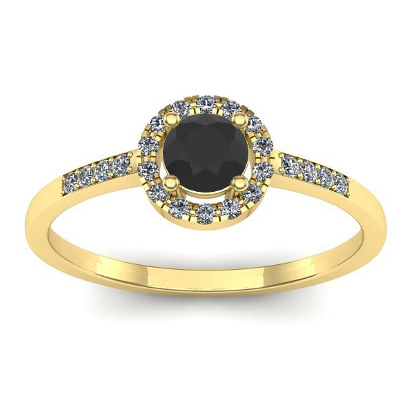 Inel de logodna cu diamant negru rotund