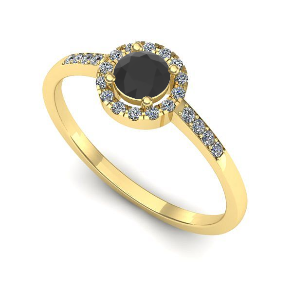 Inel din aur galben cu diamant negru