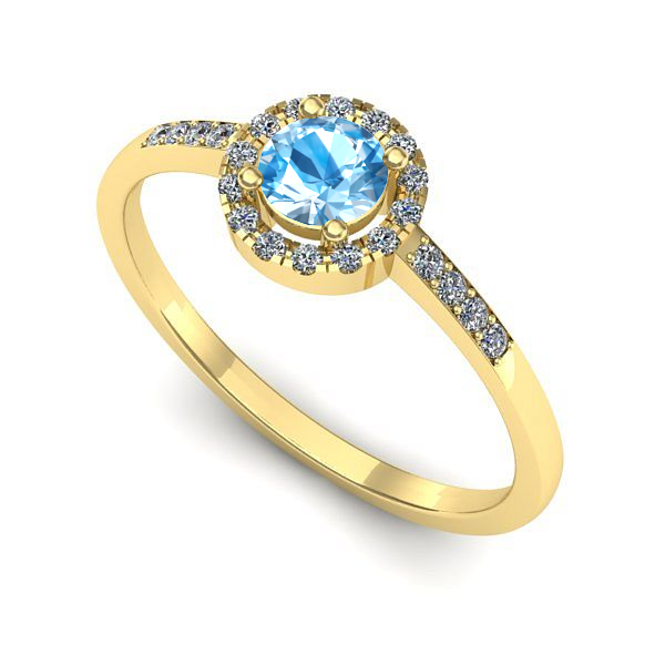Inel din aur galben cu topaz blue