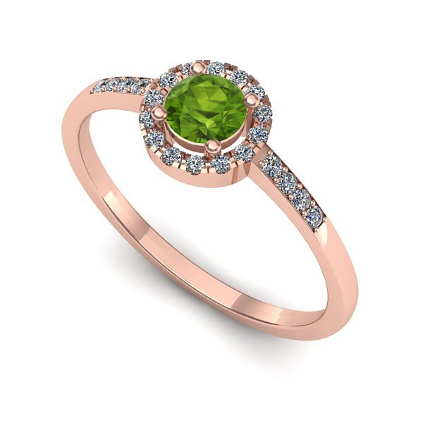 Inel de logodna din aur roz cu peridot
