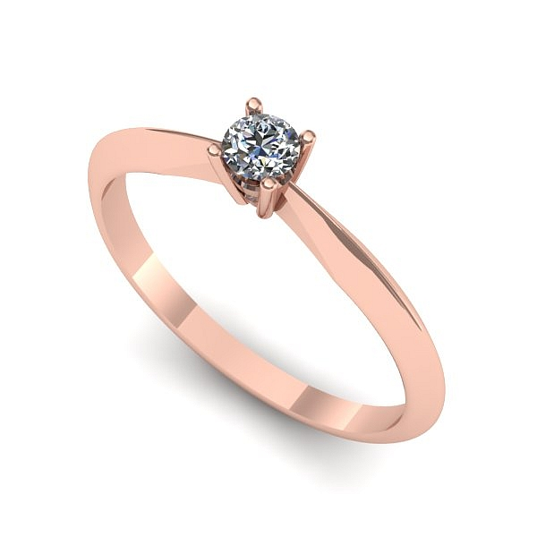 Inel de logodna din aur roz cu diamant