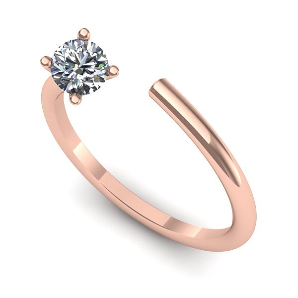 Inel logodna din aur roz cu diamant