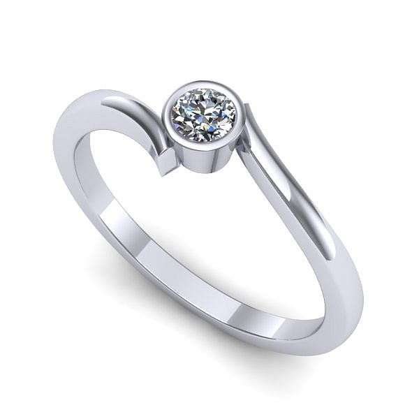 Inel logodna din aur alb cu diamant