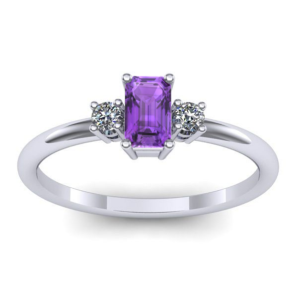 Inel de logodna cu ametist dreptunghiular