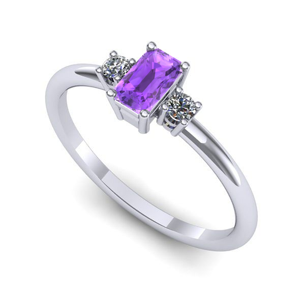 Inel din aur alb cu ametist