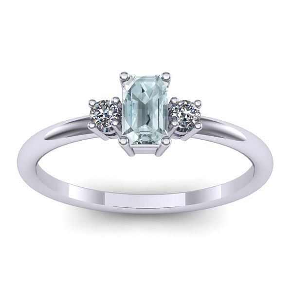 Inel logodna cu aquamarin dreptunghiular