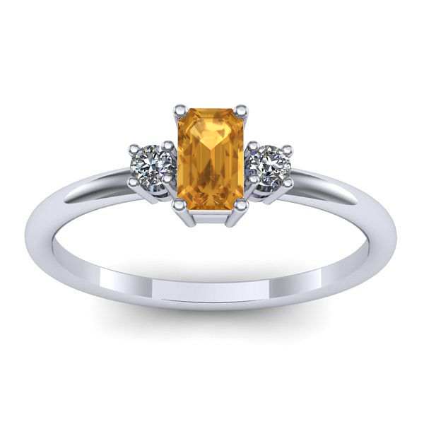 Inel logodna cu citrin dreptunghiular