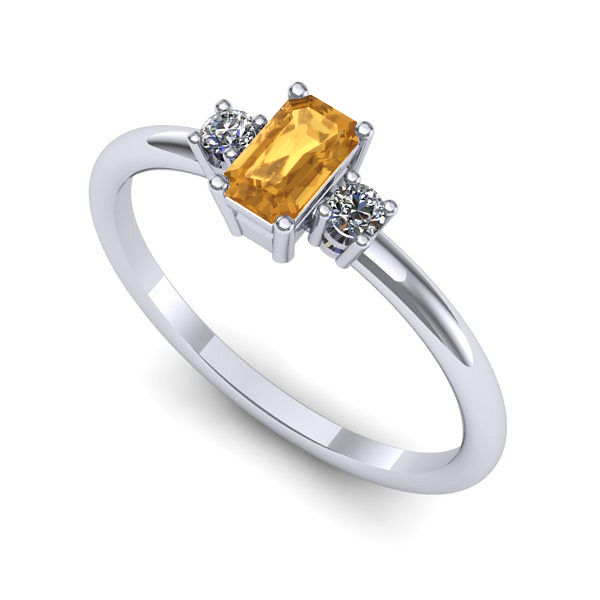 Inel logodna din aur alb cu citrin