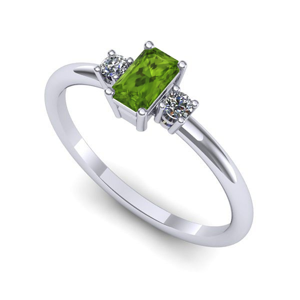 Inel logodna din aur alb cu peridot