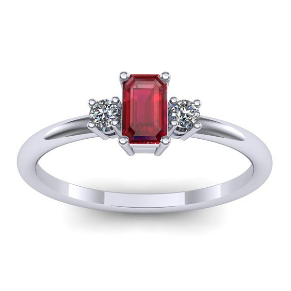 Inel logodna cu rubin dreptunghiular