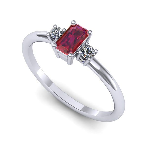 Inel logodna din aur alb cu rubin