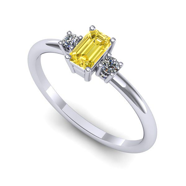 Inel din aur alb cu safir galben